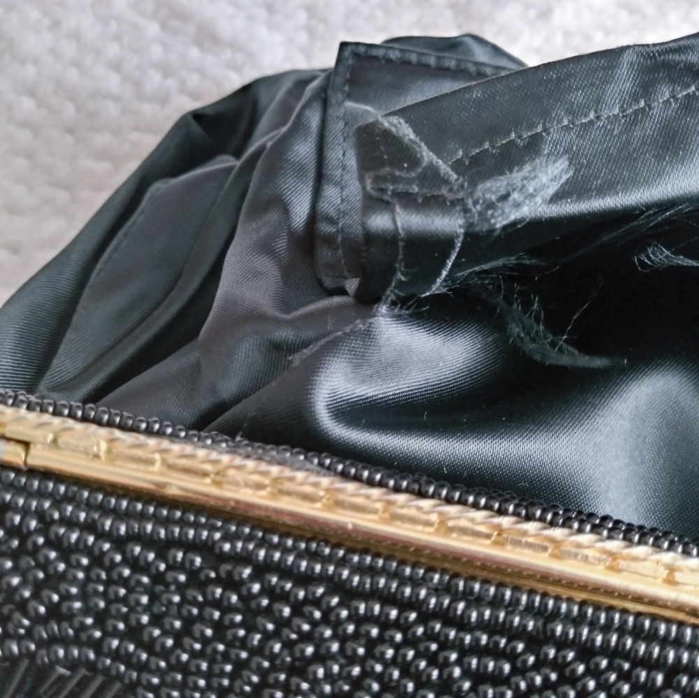 Vintage Beaded Black and Gold hand Bag - Picture 6 of 13
